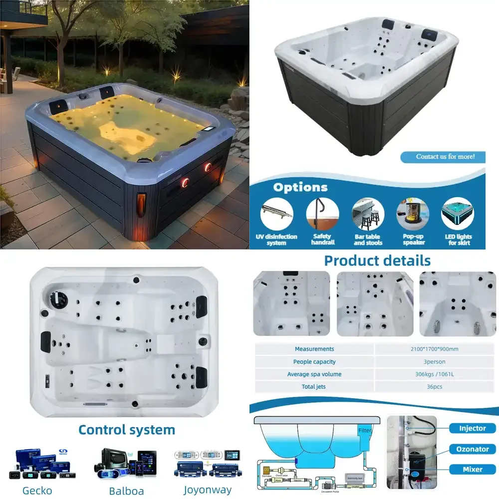 Qwinn 2026-Small Size Economical 3 Person Simple Sign In-ground Spa Tubs Freestanding Hot Tub for Adult