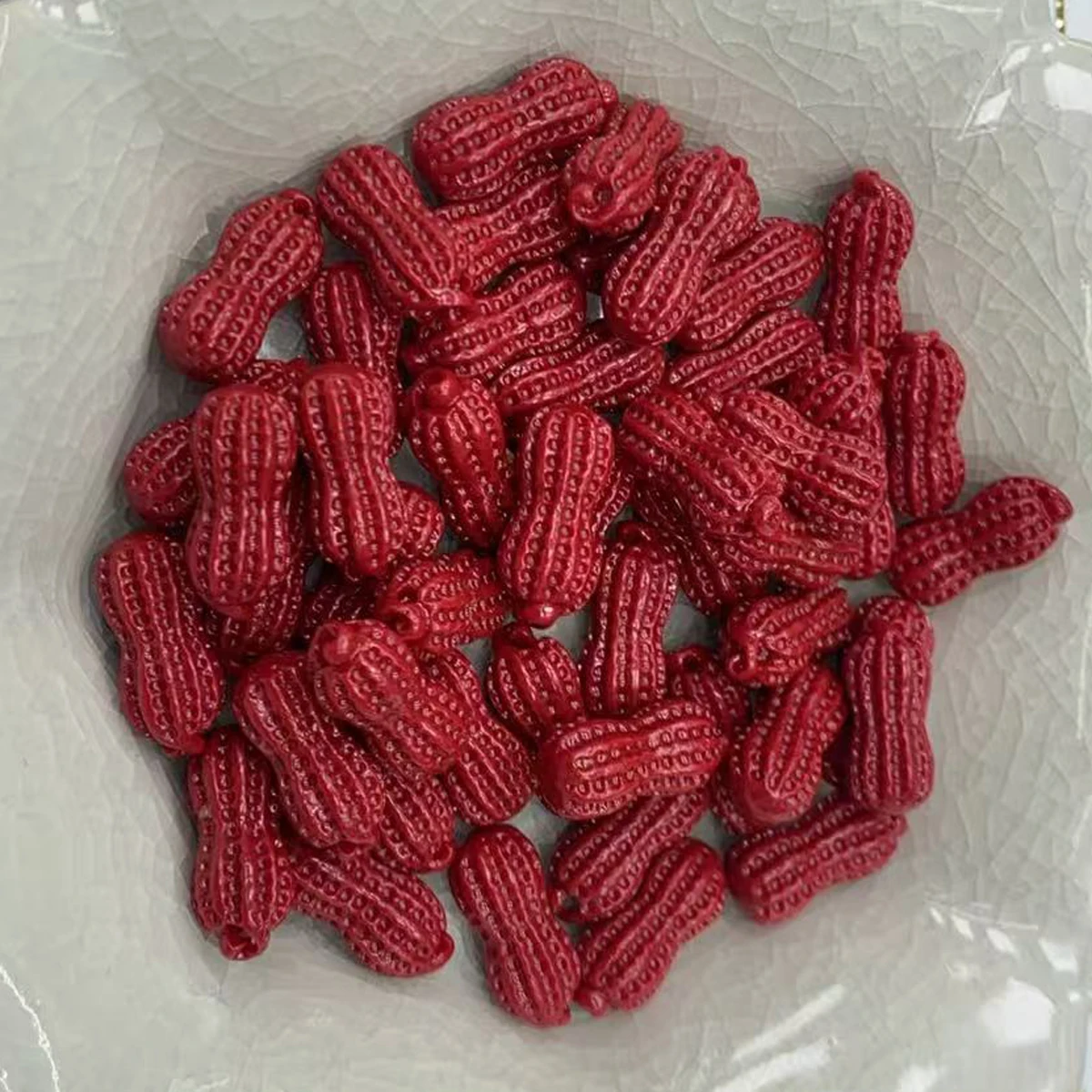 10pcs 8x19mm Red Through-Hole Natural Shell Beads Peanut-shaped Beads for Jewelry Making DIY Necklaces Bracelets and Accessories