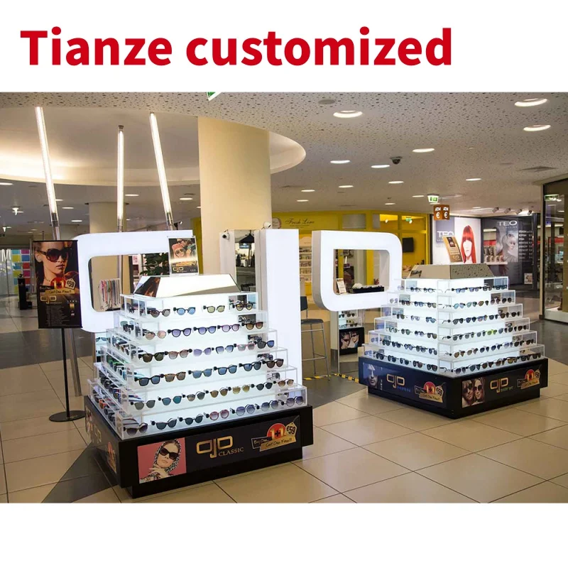 

(customized)Factory Supply Customized Made Fashion Eyewear Kiosk Modern Shopping Mall Sunglass Kiosks Stands Fixture China Reta