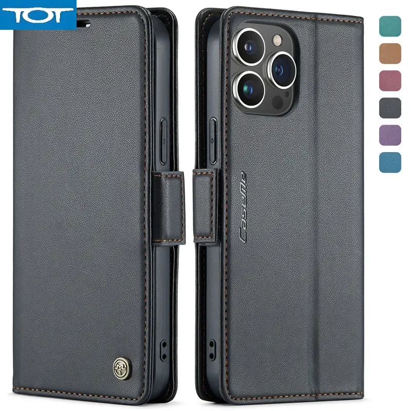 

CaseMe Flip Leather Phone Case for iPhone 16E 16 Pro Max 15 Plus 14 13 12 11 XR XS X SE 2022 Magnetic Wallet Card Cover Coque