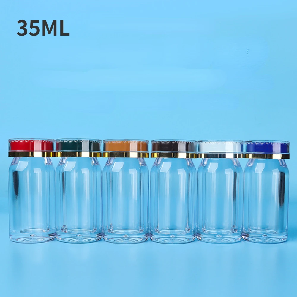 

45ml Transparent Acrylic Bottle Safety Cap Health Medicine Powder Tablet Travel Plastic Bottles Factory Organizer Mini 10PCS