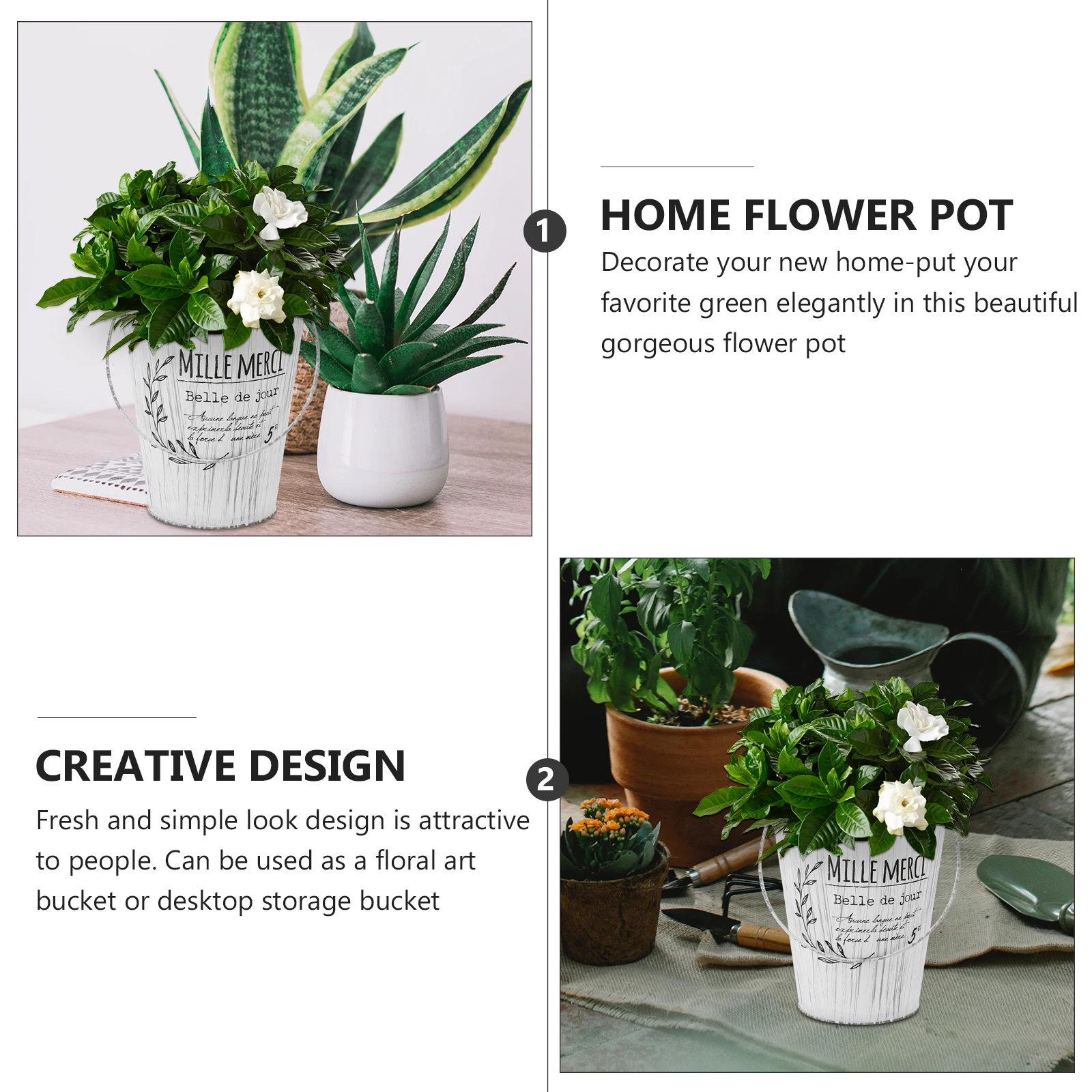 

White Flower Pot Pots Indoor Planter Bowl Retro Vintage Arrangement Holder Artificial