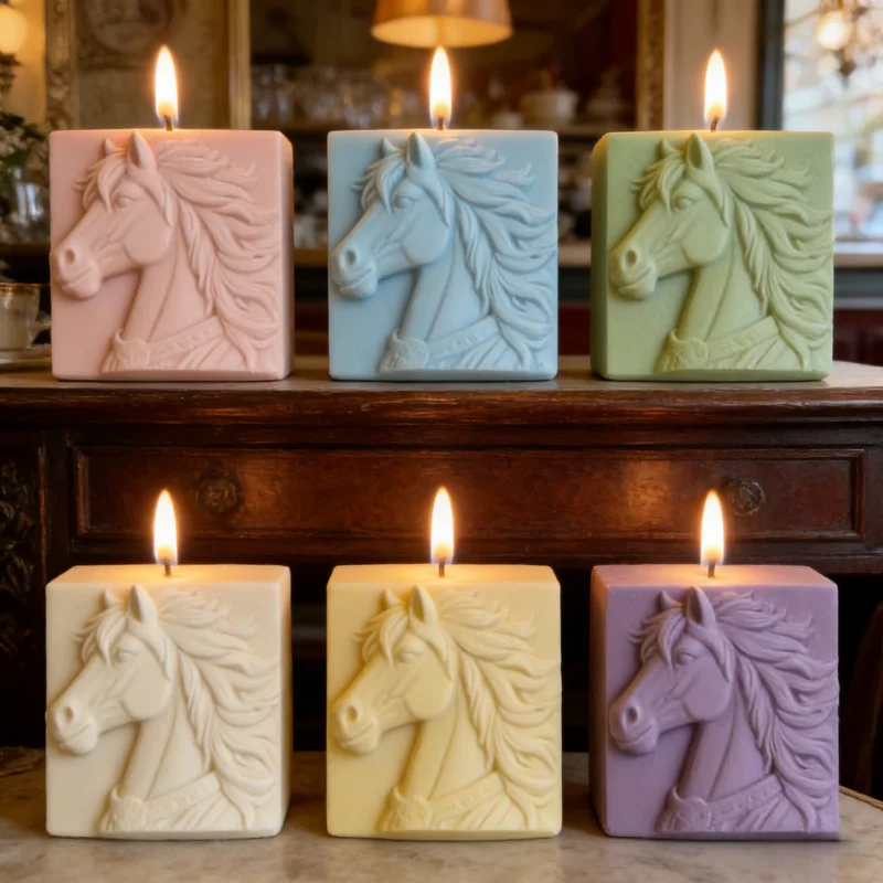 

Horse New Year Gifts Horse Head Silicone Soap Mold Square DIY Candle Resin Plaster Animal Design Horse Head Pattern Party Decor