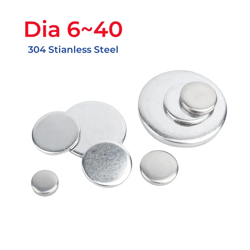 Dia 6~40mm 304 Stianless Steel Circular Plate Solid Round Disc Flat Gasket Stamping Round Metal