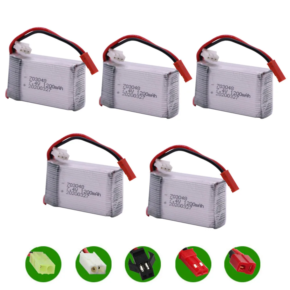 7.4V Battery For MJXRC X600 U829A U829X X600 F46 X601H JXD391 FT007 RC toys parts 7.4V 1200mah 2S lipo battery 703048 1-10PCS