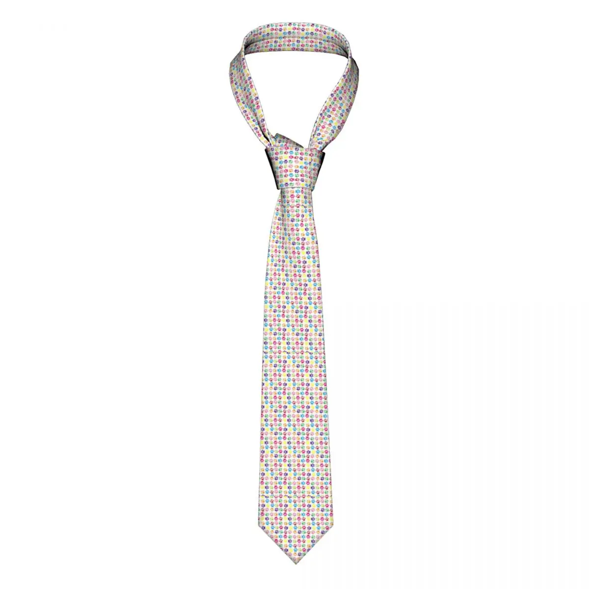 

Classic Rainbow Paw Print Pattern Cute Neck Tie Men's Custom Silk Pretty Pet Neckties for Party Cravat