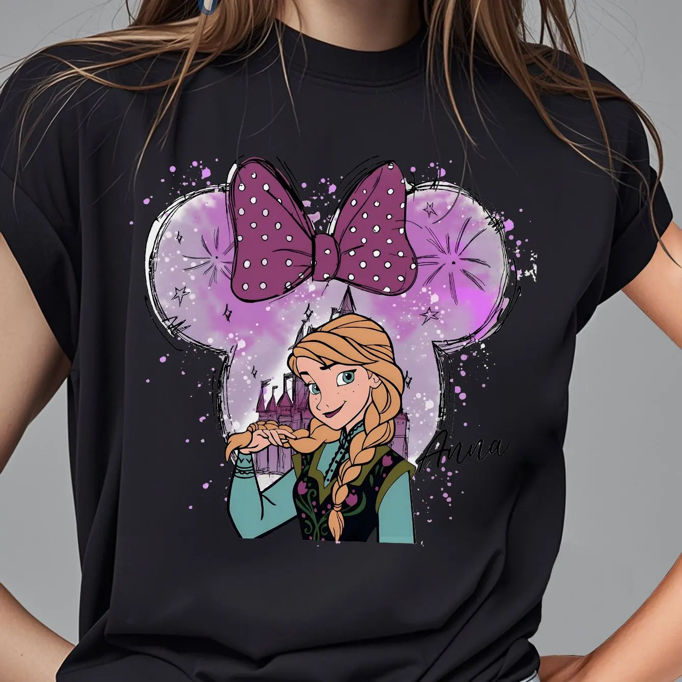

Disney Princess Graphic Printing Summer Autumn Winter Cotton Men's and Women's T-Shirts Short Sleeves Luxury Outdoor Sports