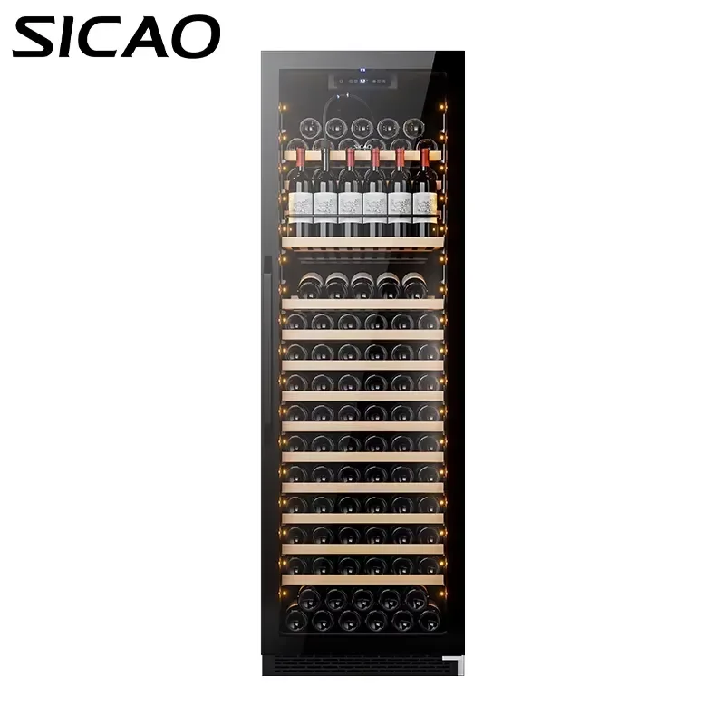 168 Bottle Wine Cooler 120V 220V Dual Zone Freestanding Wood Double Wall Insulated Electronic Wine Fridge for Home Bar