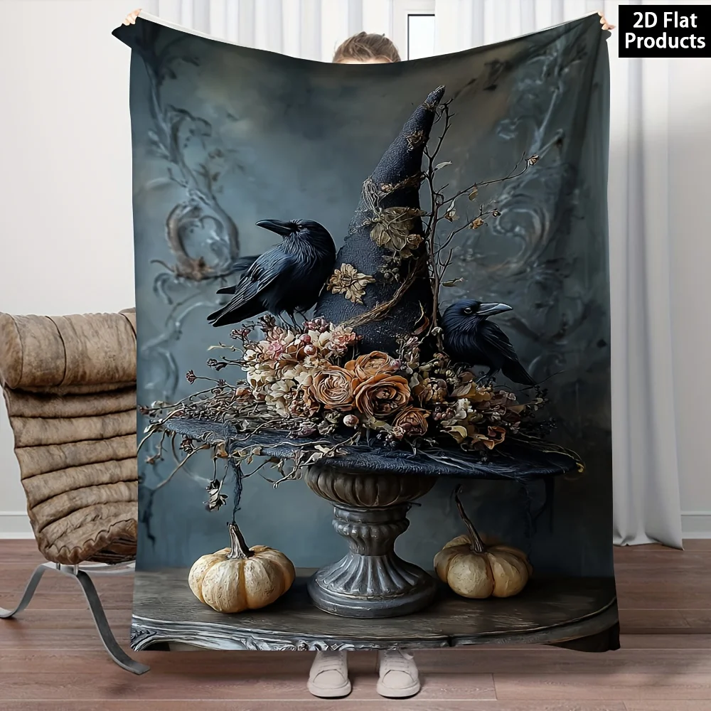 

1 шт., готическая шляпа ведьмы, вороны с сушеными цветами, сверхмощное фланелевое одеяло, всесезонный диван, кровать, офис, дорожное одеяло