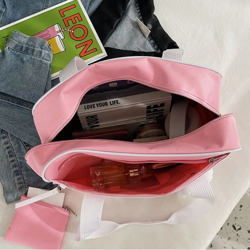 كيس مزموم القلب JK موحدة Itabag سستة اليابانية نمط Preppy أكياس شفافة القطن دمية حقيبة Y2k حقيبة كتف الرجال