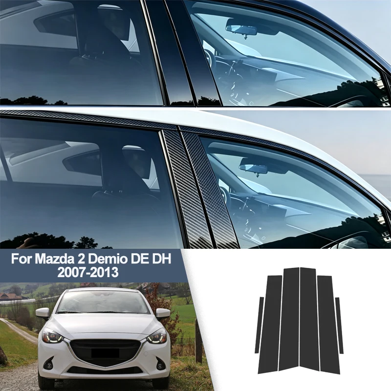 For Mazda 2 Demio DE DH 2007-2013 B/C Pillar Post Stickers PC Window Middle Pillar Trim Decorative Car Exterior Protect Parts