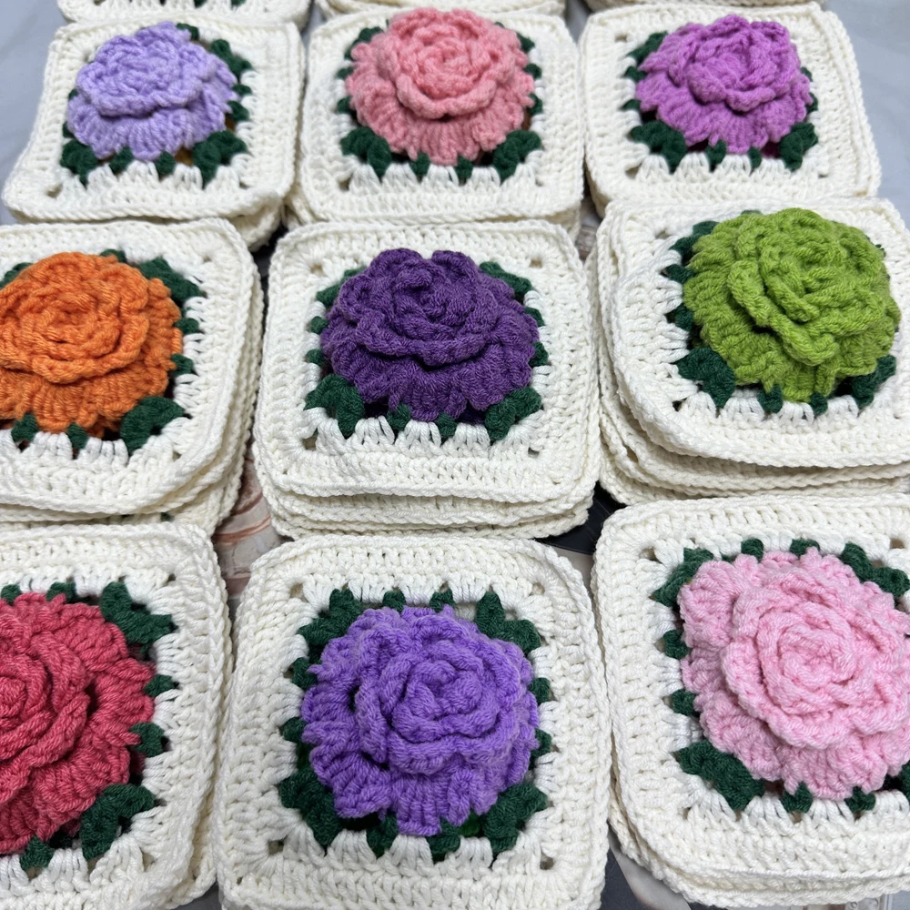 Handmade Cotton Knitting Crochet Flowers Clothes Applique T-shirt pocket DIY  Bag Making Craft Scrapbooking Apparel Accessories