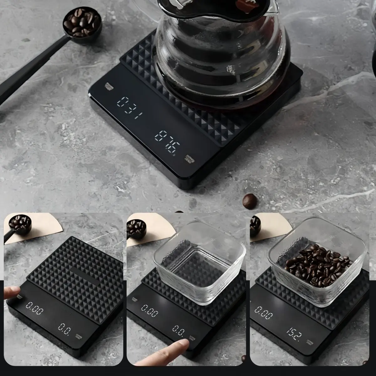 High- Electronic Coffee Scale with Waterproof Pad LED Display USB Timing Professional Home Coffee Accessories