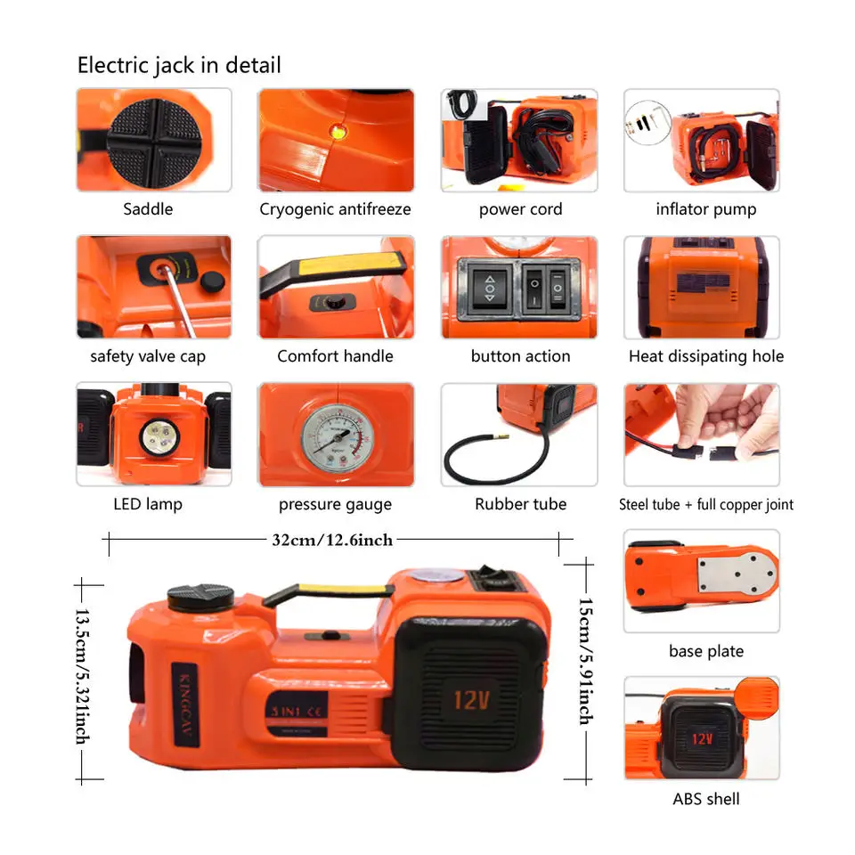 ZC1- Electric Hydraulic Car Jack Kit and Tire LED Light Car tire Replacement Emergency Tool Kit