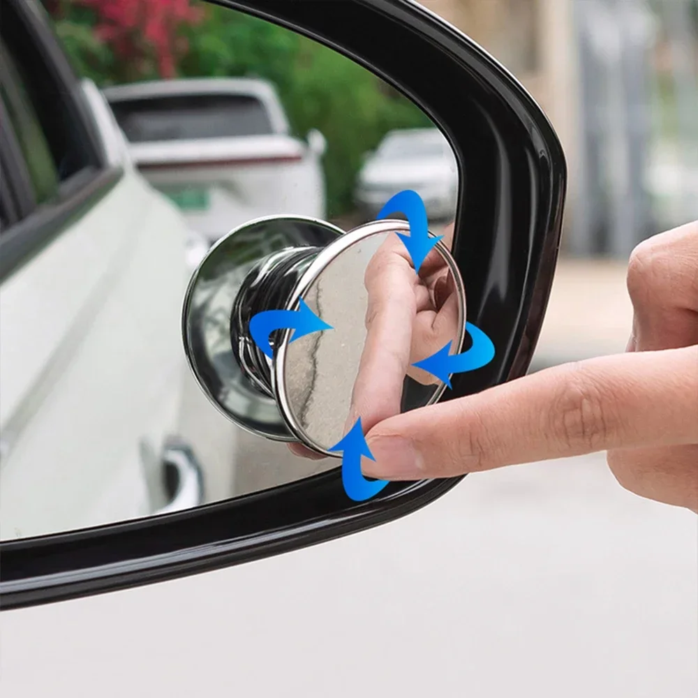 Car Auxiliary Rearview Mirrors Vacuum Suction Cup 360 Degree Rotating Suction Cup Mount Wide-Angle Round Frame Blind Spot Mirror