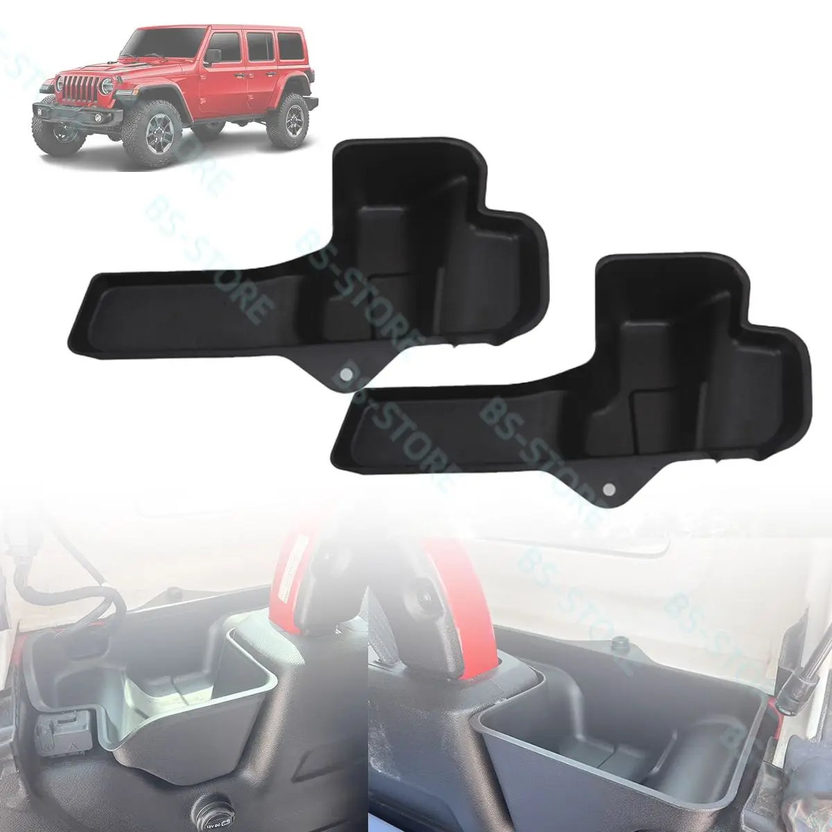 

2pc Car Wheel Well Storage Bin Cargo Trunk Organizer Fit for 2018-2024 Jeep Wrangler JL Rear Storage Box Tray Accessories
