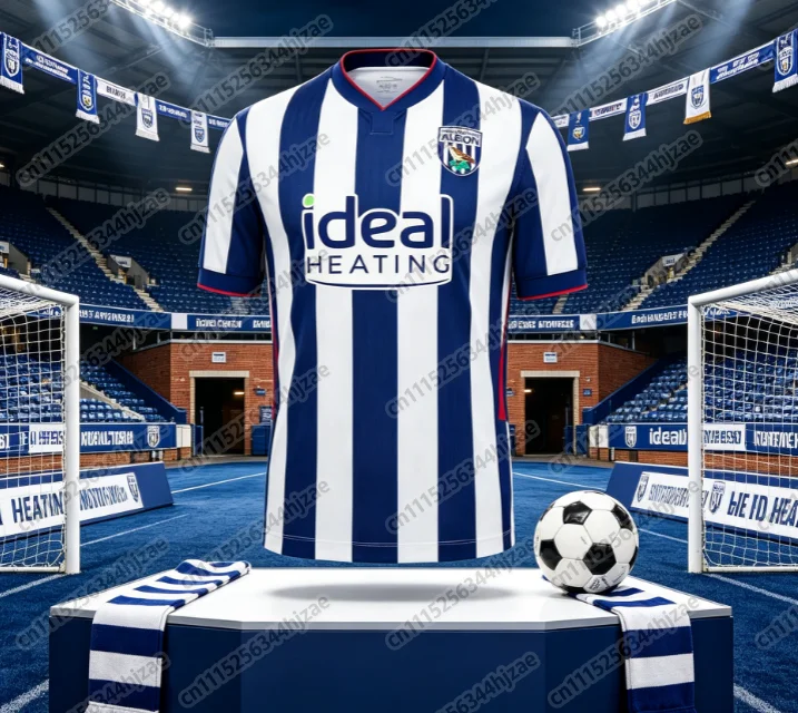 Unisex West Bromwich Albion Short Sleeved Football Jersey, Fan Training Sports Top, Family Style, Breathable and Quick Drying