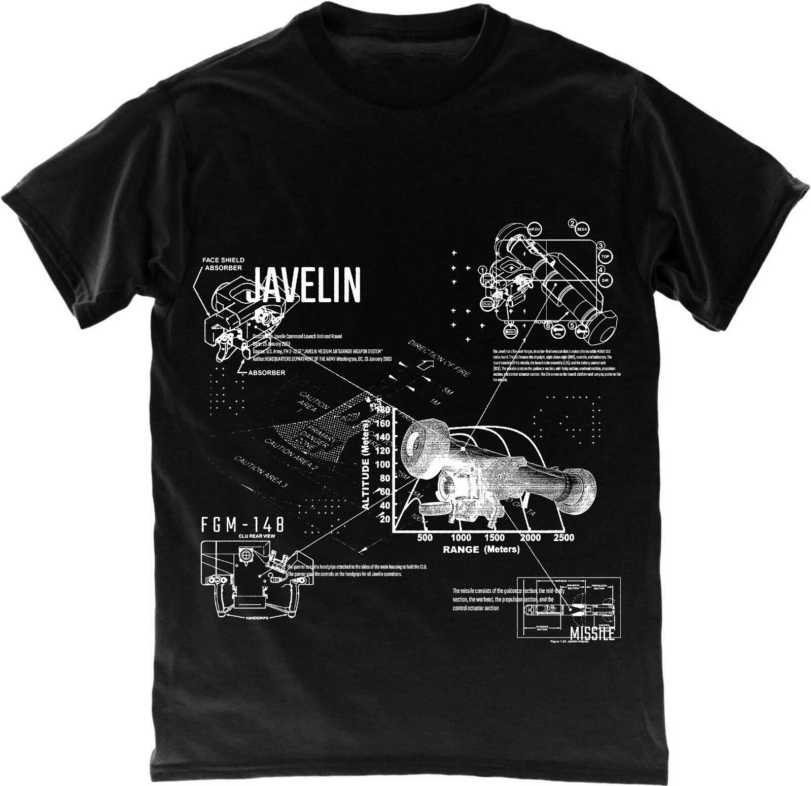 Funny Javelin Blueprint Cool Fashion Ukraine Tees Men's 100% Cotton Casual T-shirts Loose Top Size S-3XL
