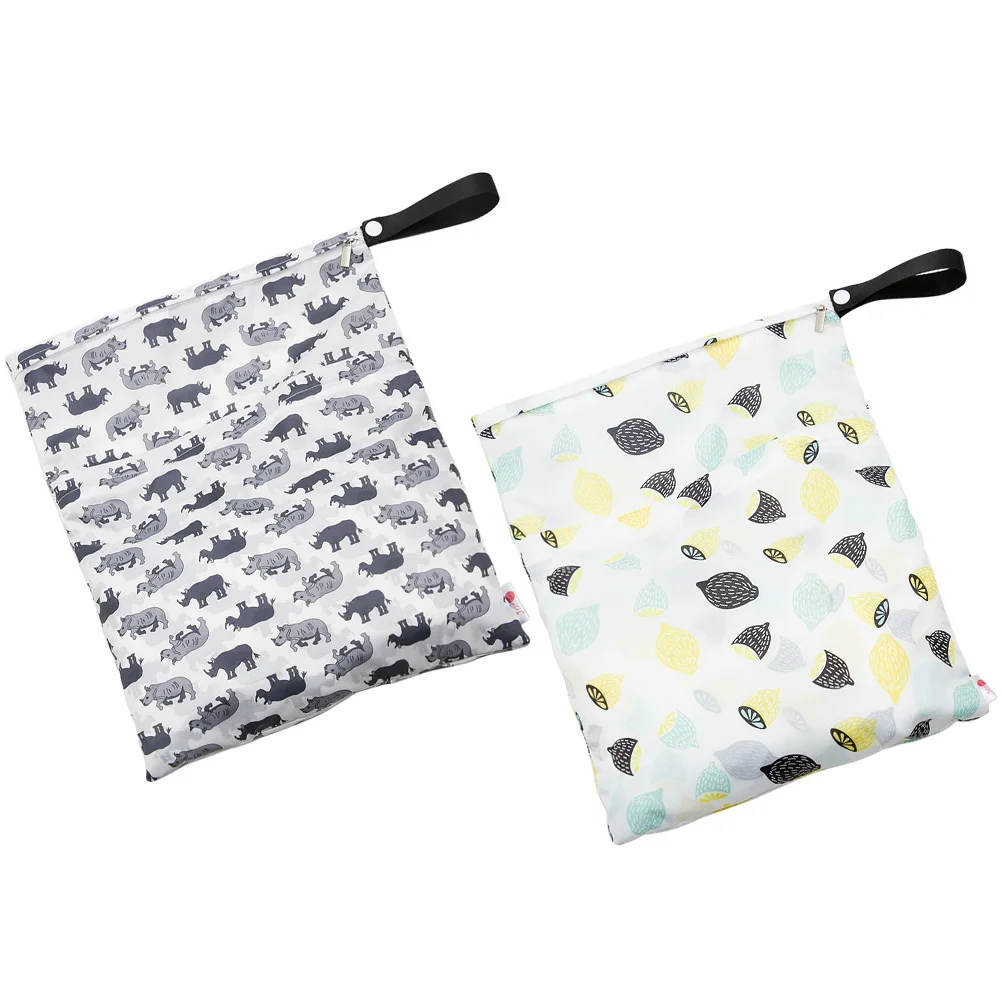 

2 PCS Diaper Bag Wet Dry Pouch Organizer Bags for Purse Printing Printed Zipper Polyester Nappy