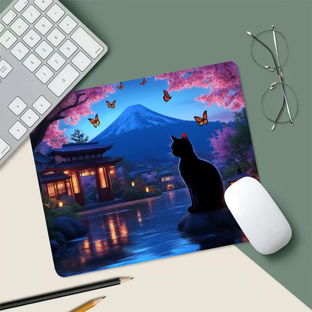 

Cat night sky pattern fun mouse pad computer accessory is suitable for gaming and office small-sized desk MATS of high quality
