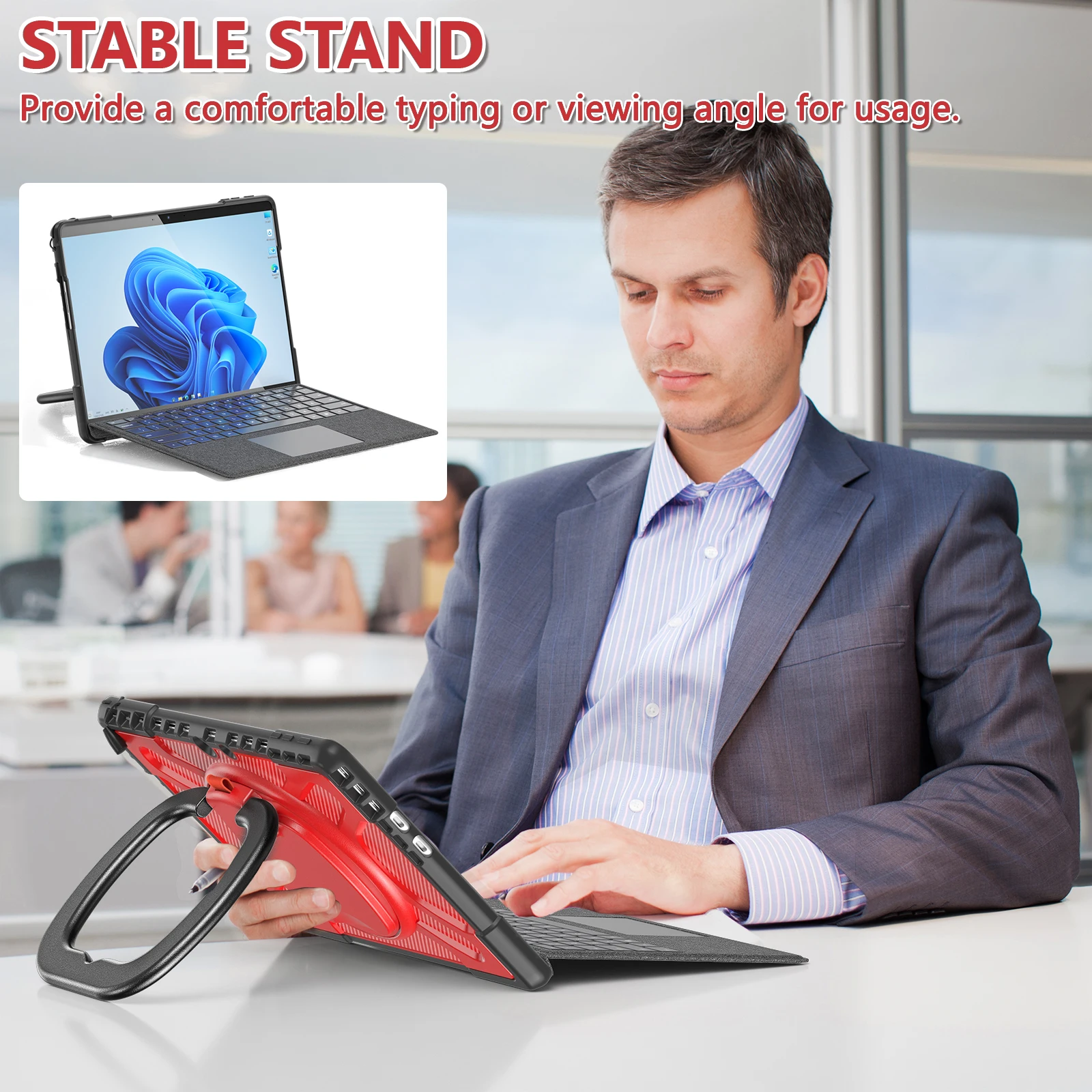 Capa resistente para microsoft surface pro 11 2024 3 camadas protegem capa híbrida para superfície pro 10 9 à prova de choque com alça de mão