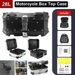 28L Aluminum alloy Motorcycle Box Rear Luggage Trunk Storage Moto Top Case Waterproof Key Lock Moto Tail Tool box With Inner Pad