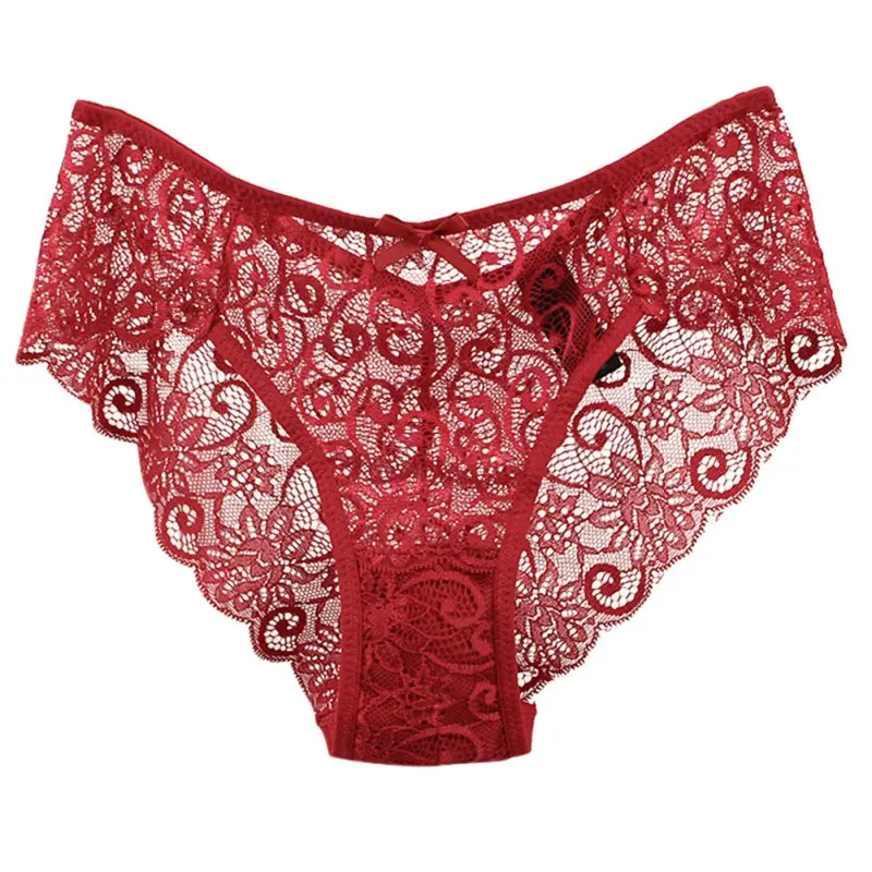 Women Sexy Lace Panties Seamless Cotton Breathable Briefs Girls Transparent Underpants Mid-waist Sexy Lingerie Underpants