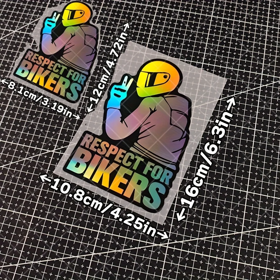 1pc Respect for Bikers Motorcycle Sticker, Laser Material, for Motorcycle Riders, Racing, Car Decal, Decorative Decal