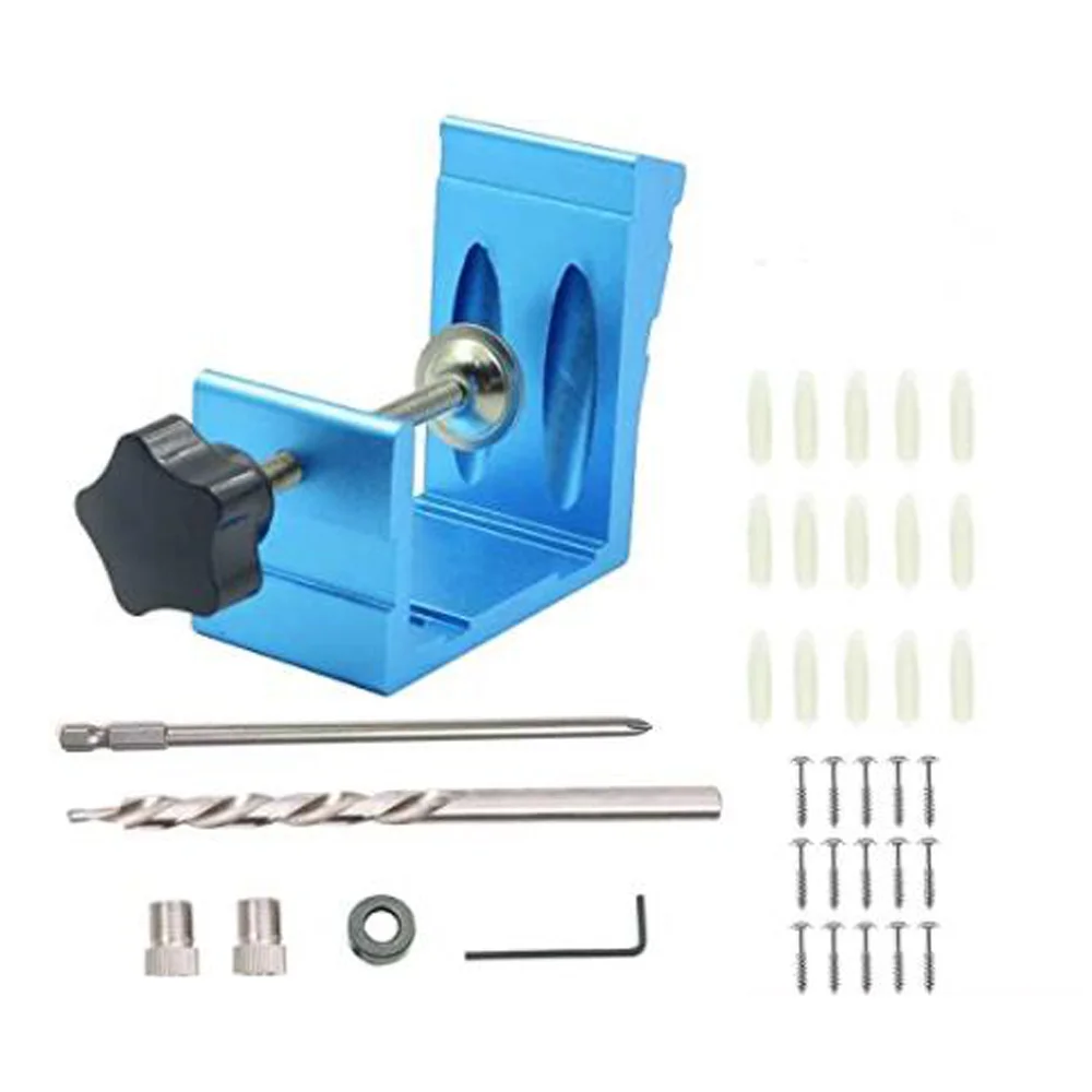 

Inclined Hole Positioner, Pocket Hole Jig Kit Dowel Drill Woodworking Punch Joint Angle Tool Carpentry Locator