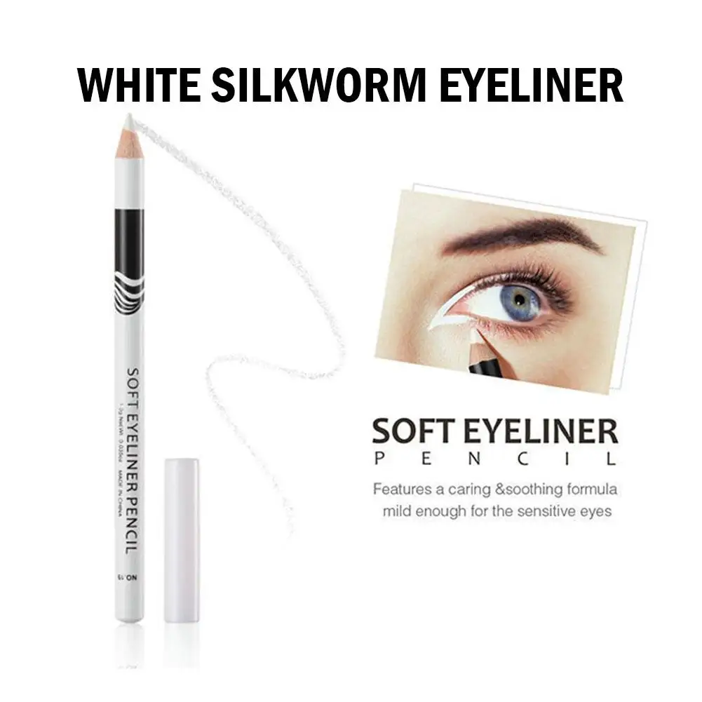 Biały eyeliner w sztyfcie, wodoodporny, gładki, nie rozmazuje się, łatwy w aplikacji, trwały, do makijażu oczu, wielofunkcyjny, długi trwałość A6Q3