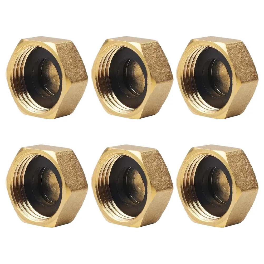 

6pcs 1/2 Inch Brass Garden Hose End Cap Rubber Sealed Outdoor Faucet Plug Water Pipe Stopper Plumbing Fitting For Winter