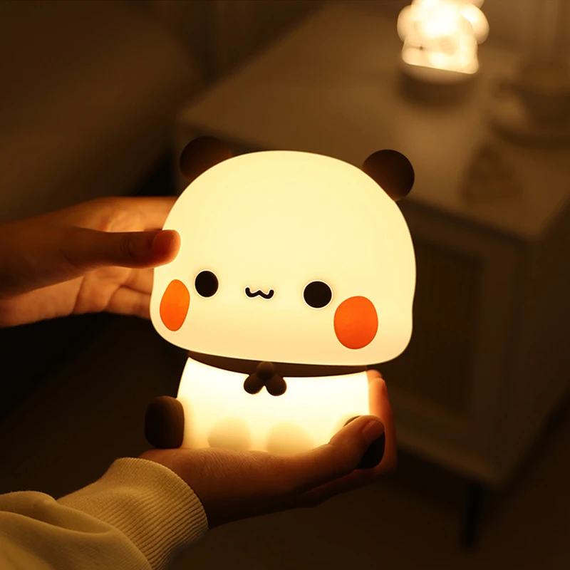 Bear Panda Led Night Light Lamp Bubu And Dudu Cute Animal Cartoon Nightlight for Kids Bedside Bedroom Living Room Decorative