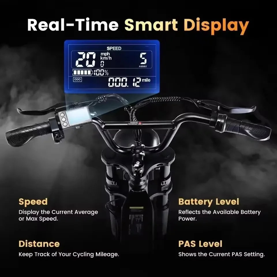 750W Electric Bike for Adults 374 4Wh Battery 20MPH 55Miles Range 20 Thick Tires Commuting Moped