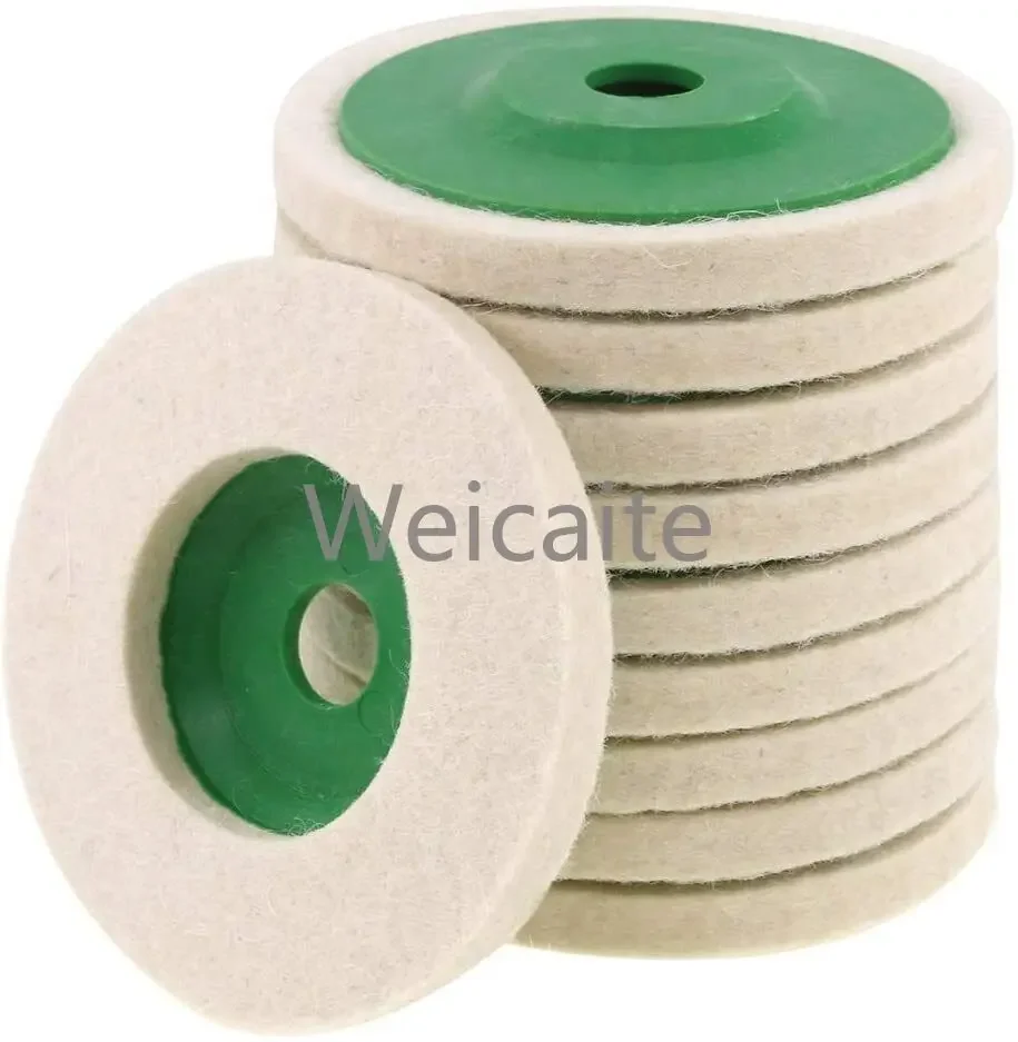 

10 Pack 4\" round Wool Polishing Discs Diamond & Foam Finish Wheel Buffing Pads for Stone & Car Polishing for Angle Grinder