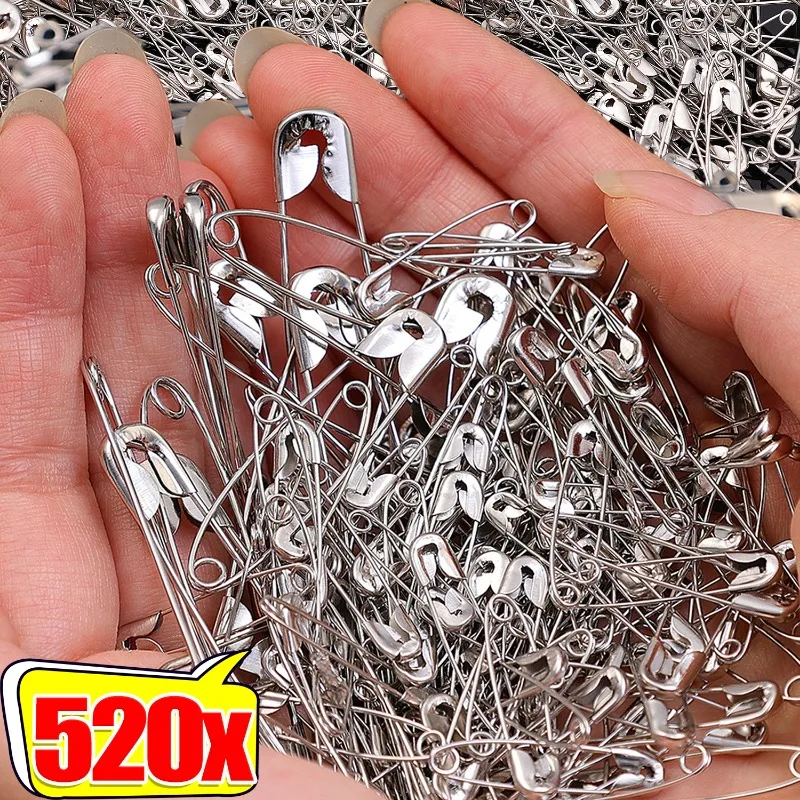 260/520PCS High Quality Safety Pins Silver Metal Sewing Pin Apparel Needles for DIY Fabric Craft Hang Tag Pincushion Accessories