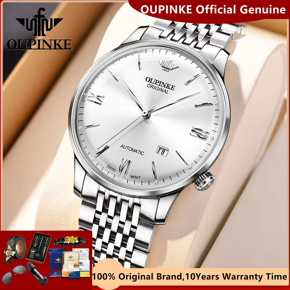 OUPINKE Fully Automatic Watch for Men Ultra Thin 7.3mm Original Import Swiss Movement High Quality Luxury Mechanical Wristwatch