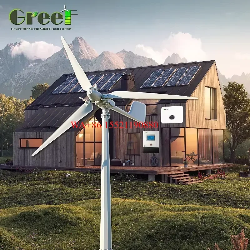 WMWMNU 5KW 10KW Wind Turbine Generator and Solar Panels Hybrid Power System Wind Solar Energy Kit for Home Use