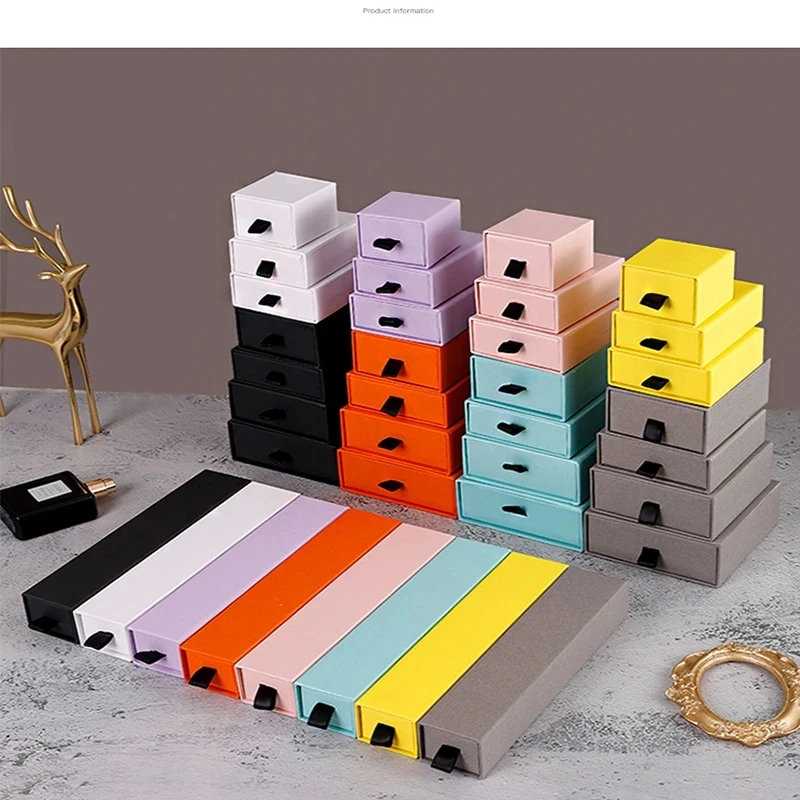 

12pcs/Lot Jewelry Boxes Display Storange Drawer Box For Necklaces Bracelets Earrings Square Organizer Paper Gift Box