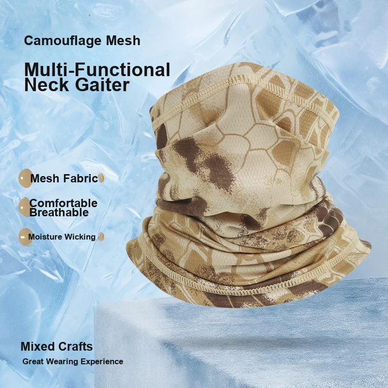 Sports Neck Gaiter Camouflage Sun Protection Breathable Mesh Face Cover for Outdoor Fishing Cycling Sports