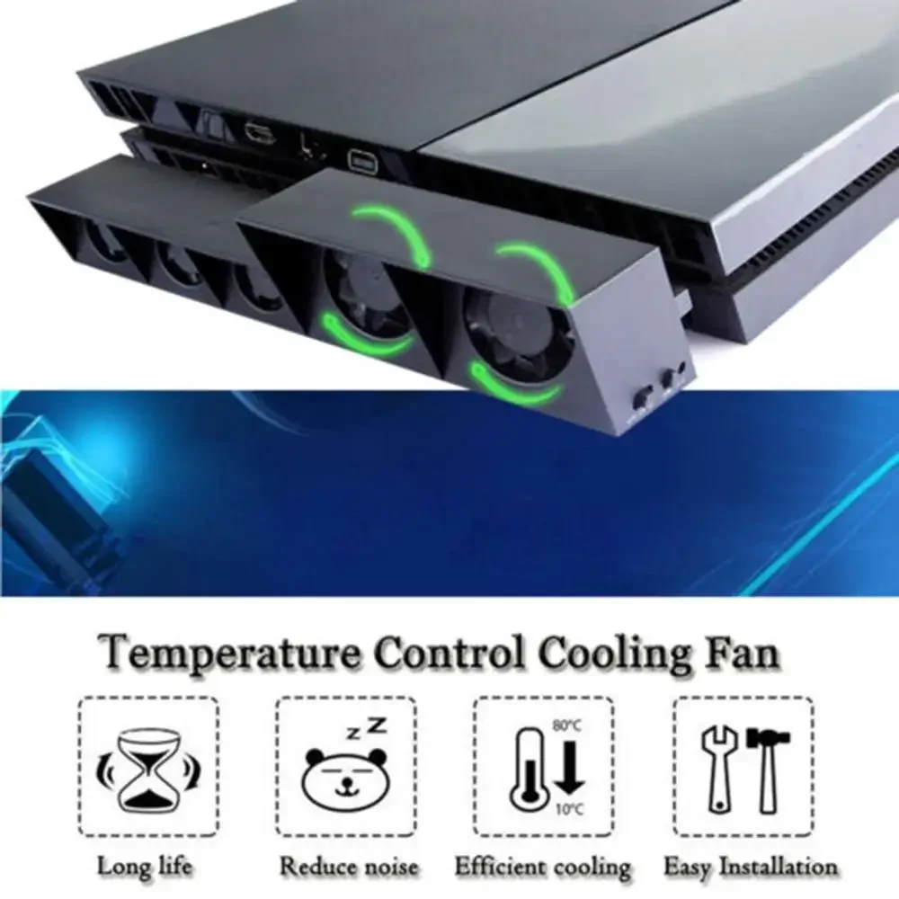 

For PS4 Turbo Cooling Fan External Usb Cooler with Auto Temperature Controlled Radiator for Playstation 4 Game Console Accessory