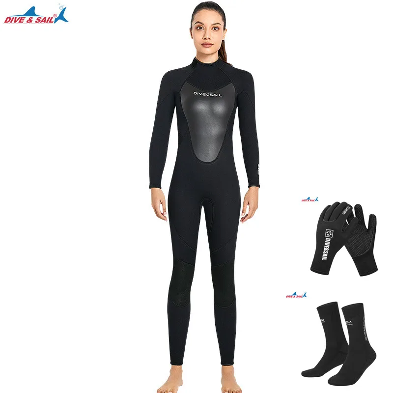 Traje de neopreno de 3mm para hombre y mujer, calcetines de buceo, guantes de una pieza, traje de Surf de piel de tiburón, traje de baño grueso y cálido para invierno, novedad de 2022