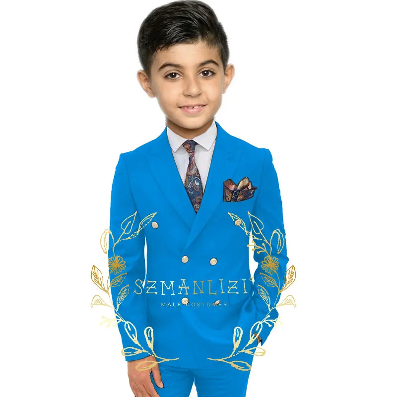 Double Breasted Casual Beige Suit For Kids Children Attire Wedding Blazer Formal Wear Birthday Party Boy Suits Kids Clothes Boys