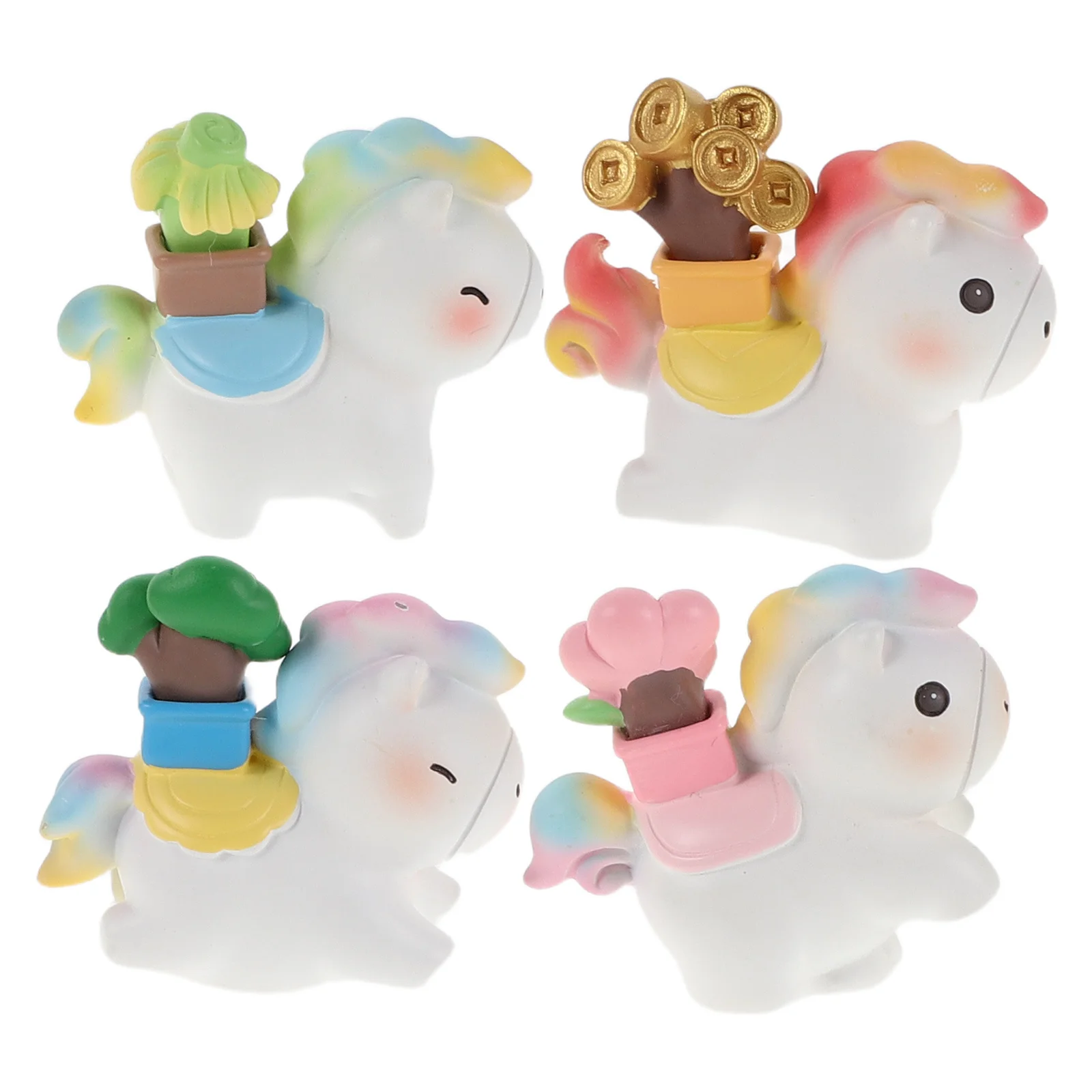 

4Pcs Mini Resin Horse Sculpture Set Micro Landscape Decorative Home Office Desk Party Festival Collectibles Tiny Resin Figurines