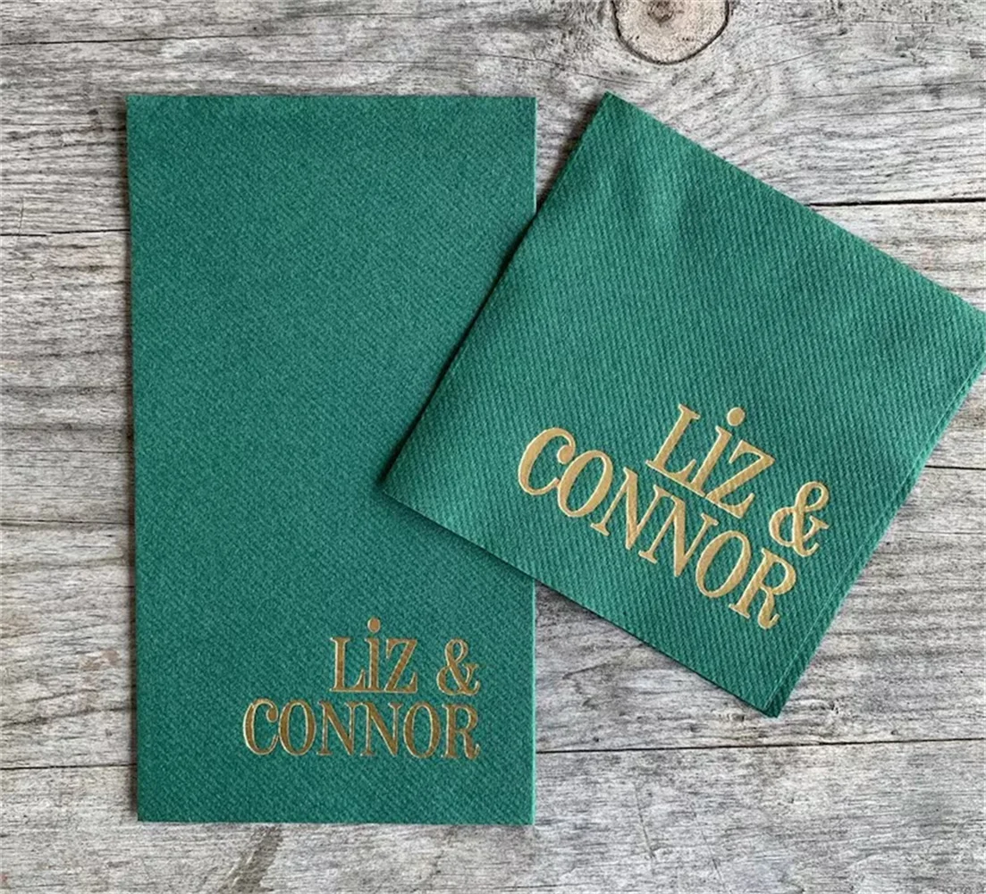 50pcs Personalized Linen Like Napkins, Custom, Monogrammed, Paper, Cocktail, Beverage, Dinner Napkin,Guest Towel,Wedding Napkin