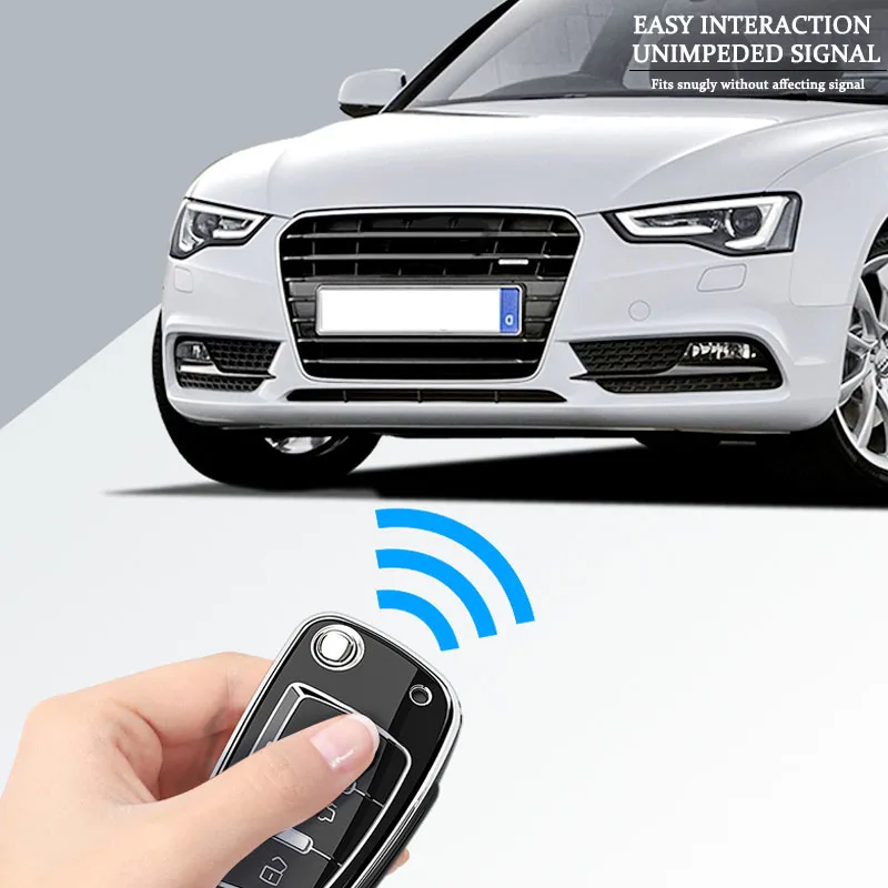 Soft TPU Car Flip Key Case Cover Shell for Audi Q5 Q3 A4 A6 A3 A1 A5 A7 8P 8L 8V B6 B7 C5 C6 Q7 4F S3 S4 S6 RS RS3 TT Accessory view 5