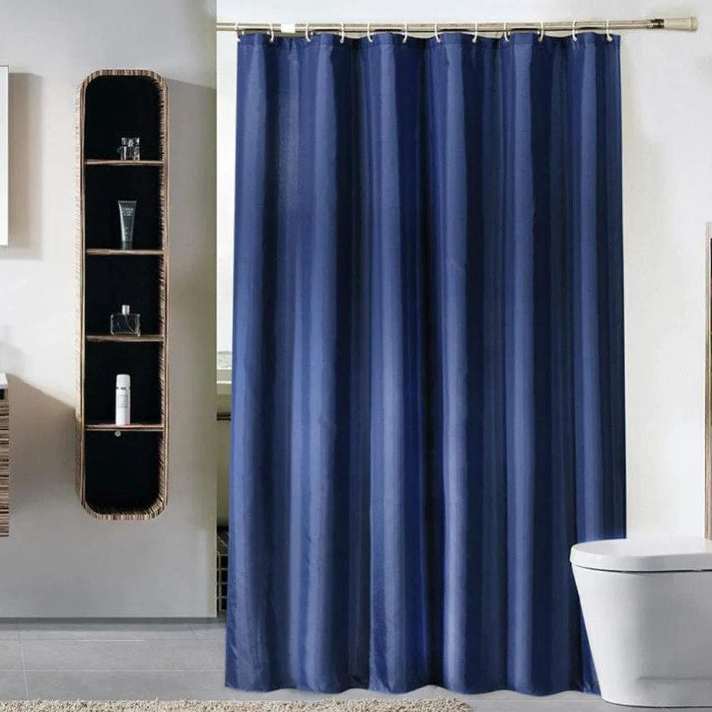 Heavy Duty Solid Shower Curtain Fabric Waterproof Bathroom Curtain Long Stall Size 230/200CM Black White Grey Brown Blue Color