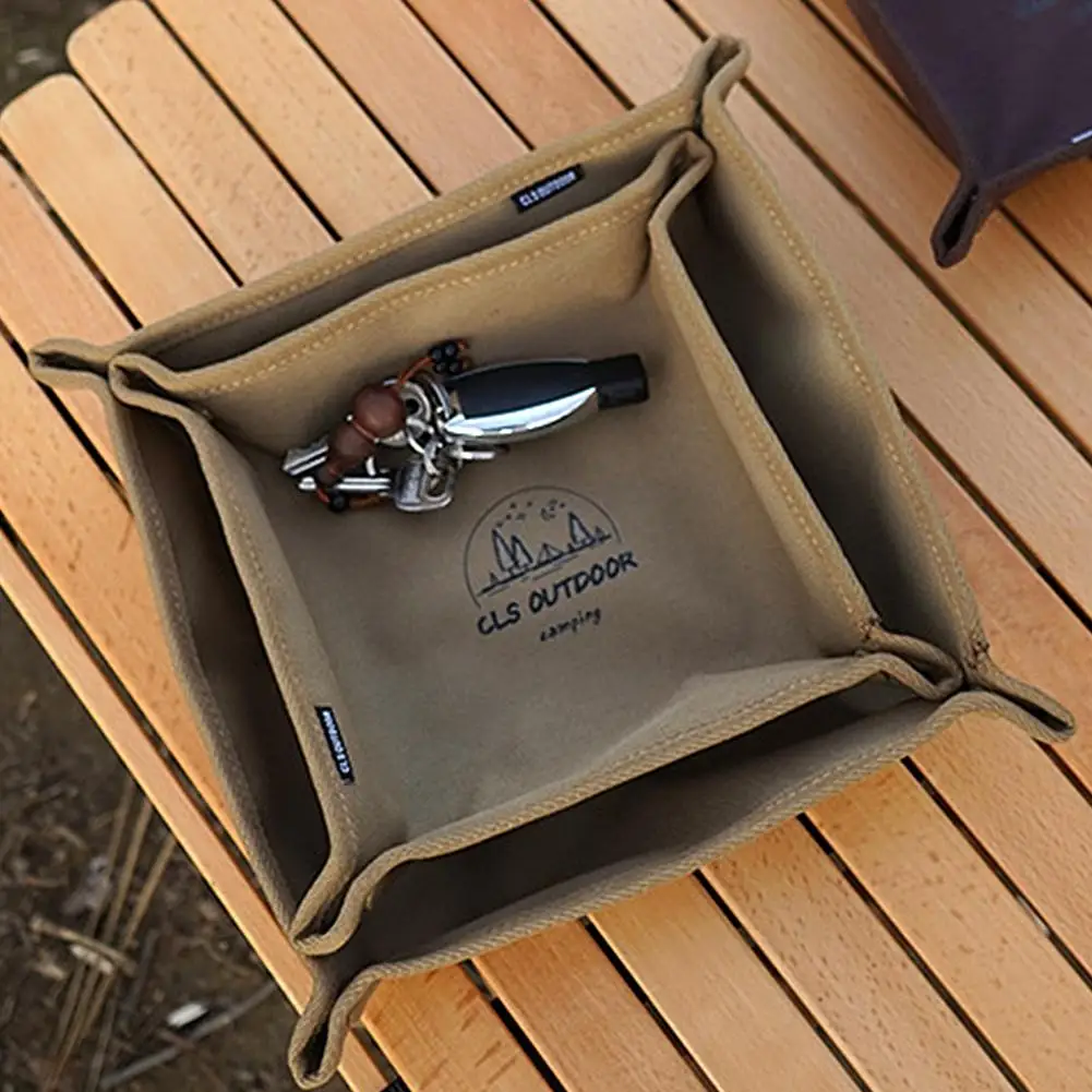 Tragbares, faltbares Camping-Aufbewahrungstablett, quadratisches Desktop-Organizer-Tablett für den Außenbereich, multifunktionale Aufbewahrungsbox für Schlüssel und kleine Gegenstände – Detail 3