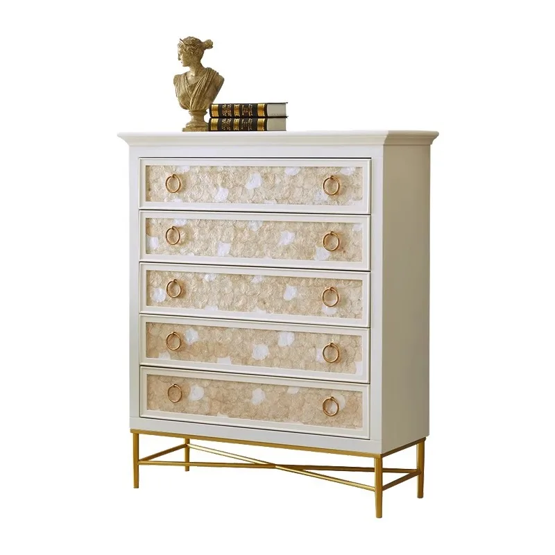 

Shell furniture, living room, chest of drawers, Nordic light luxury door cabinets, bedroom lockers, American solid wood storage,
