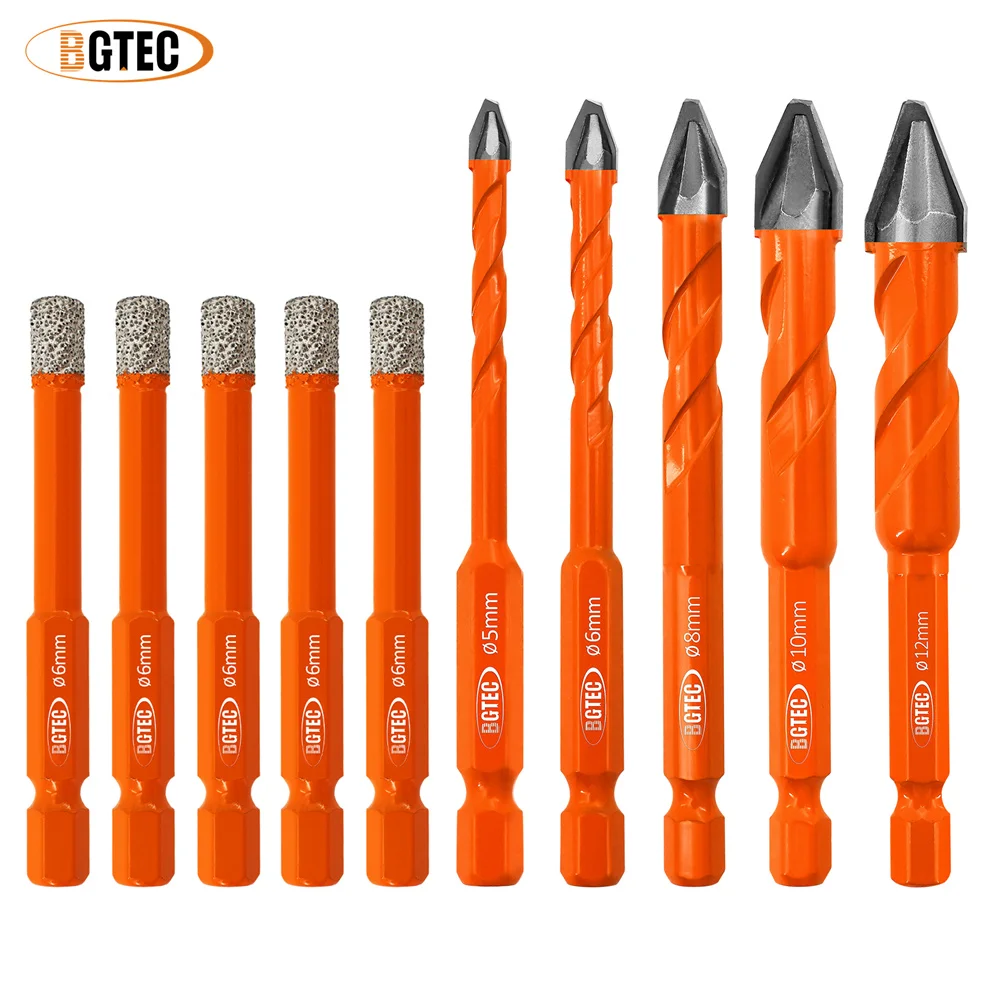 

BGTEC Spiral Solid Carbide Eccentric Drill Bit 5-12mm/Box Quick Change Hex Shank for Woodworking Metal Plastic Tile Drilling