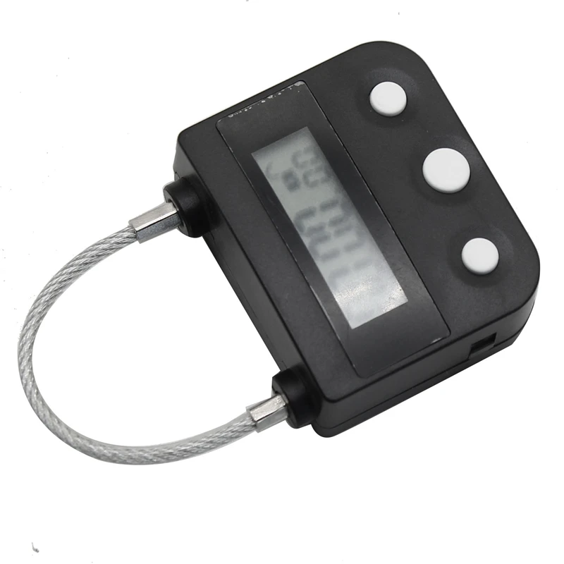 Metal Timer Lock USB LCD Display Metal Electronic Rechargeable Timer Padlock Black